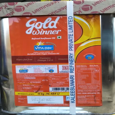 Gold Winner Refined Sun flower OIL 15kg Tin 