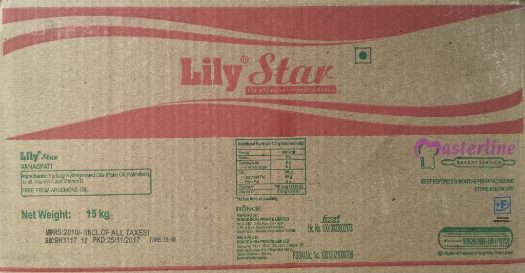 LILY STAR Vanaspati (Dalda) Bakery Special 15kg Box